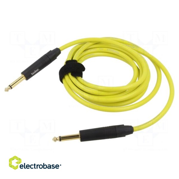 Cable | Jack 6,3mm 2pin plug,both sides | 3m | yellow | 0.25mm2