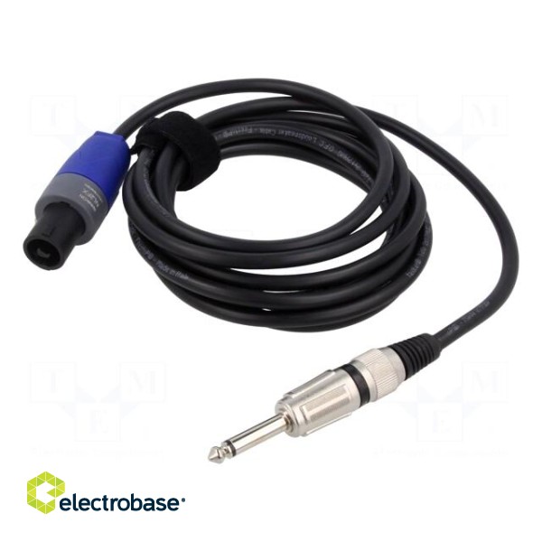 Cable | Jack 6,3mm 2pin plug,SpeakON female 2pin | 3m | black | PVC