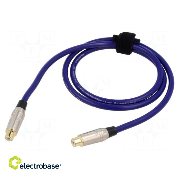 Cable | RCA socket,both sides | 1m | Plating: gold-plated | blue