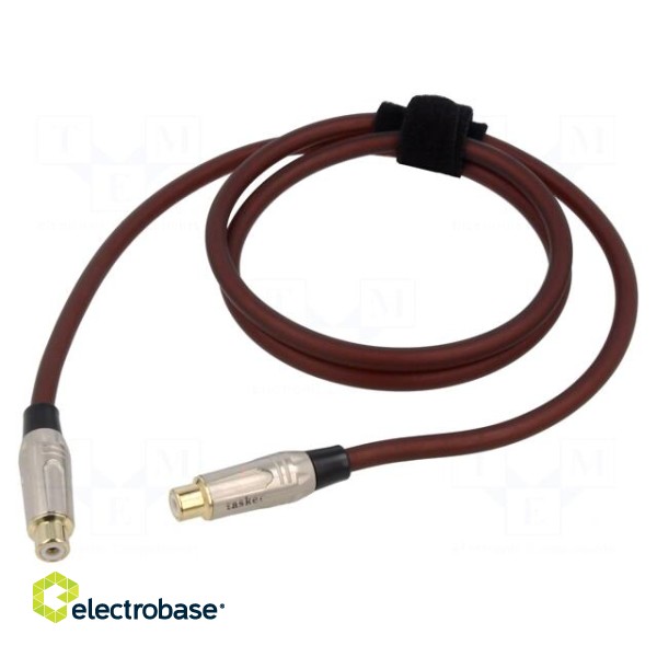 Cable | RCA socket,both sides | 1m | Plating: gold-plated | brown