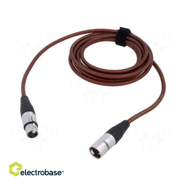 Cable | XLR male 3pin,XLR female 3pin | 3m | brown | 0.25mm2 | Cores: 2