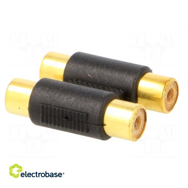 Adapter | RCA socket x2,both sides | Plating: gold-plated | black image 4