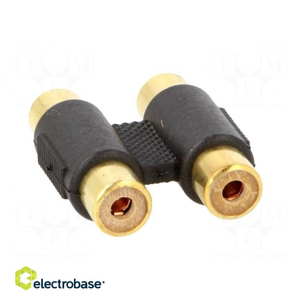 Adapter | RCA socket x2,both sides | Plating: gold-plated | black image 5