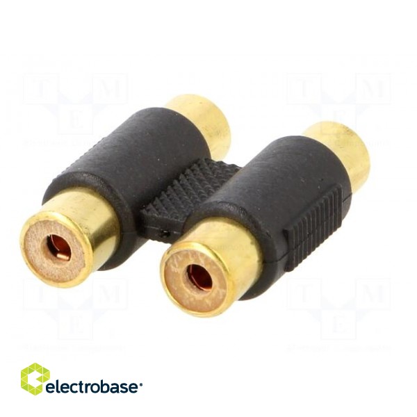 Adapter | RCA socket x2,both sides | Plating: gold-plated | black image 6