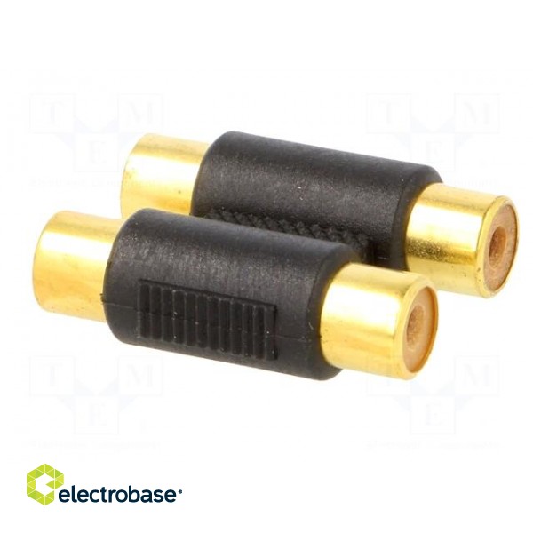 Adapter | RCA socket x2,both sides | Plating: gold-plated | black image 8