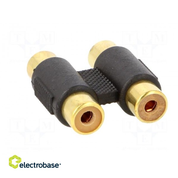 Adapter | RCA socket x2,both sides | Plating: gold-plated | black image 9