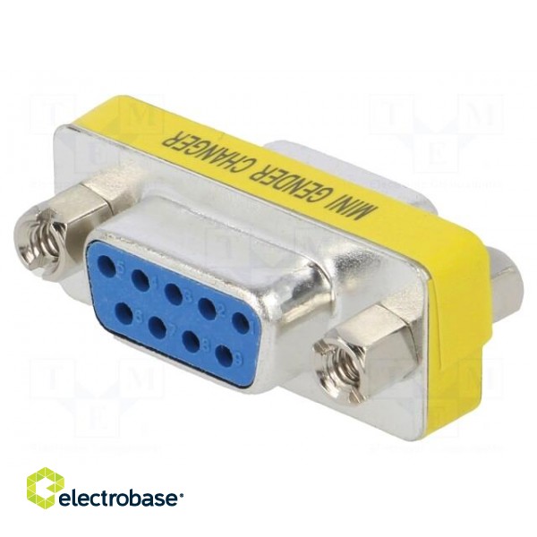Adapter | D-Sub 9pin socket,both sides | Plating: nickel plated image 1