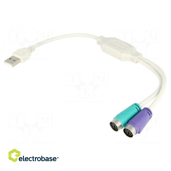 Adapter USB-PS2 | PS/2 socket x2,USB A plug image 1