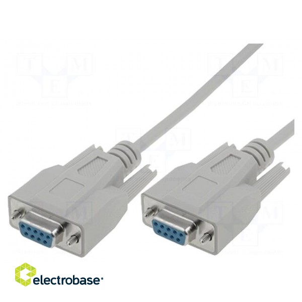 Cable | D-Sub 9pin socket,both sides | 2m | grey | shielded