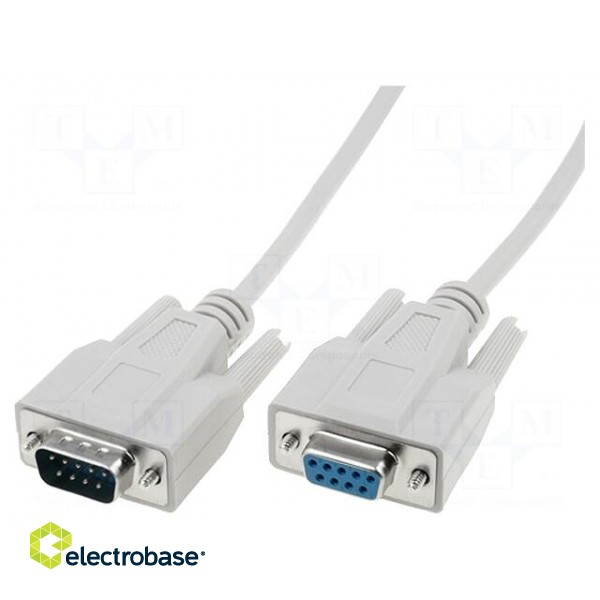 Cable | D-Sub 9pin socket,D-Sub 9pin plug | 10m | grey | shielded