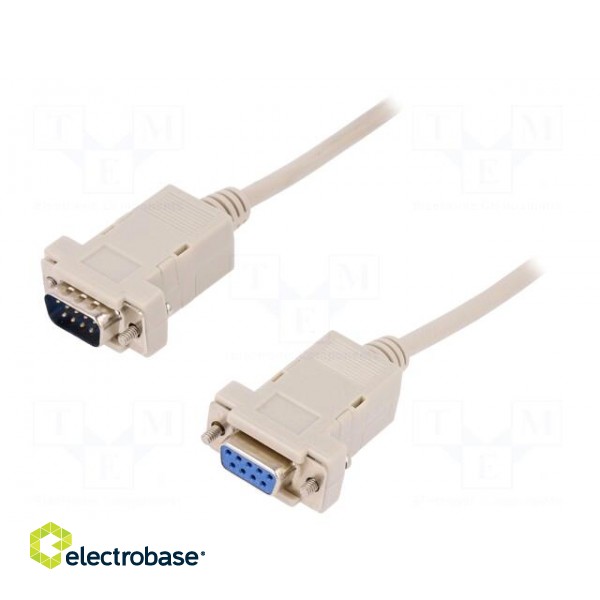 Cable | D-Sub 9pin socket,D-Sub 9pin plug | 2m | beige