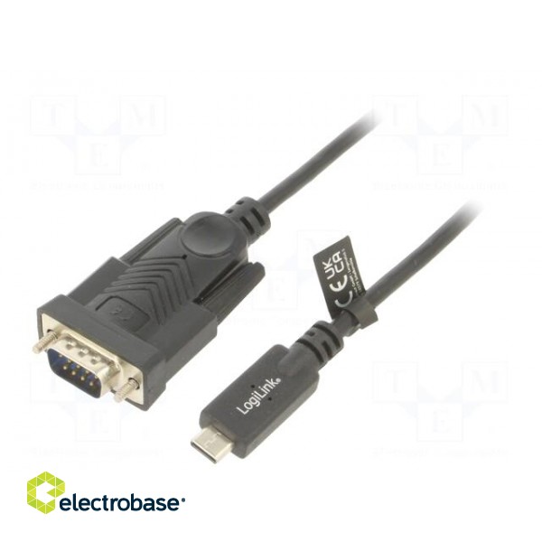 USB to RS232 converter | D-Sub 9pin plug,USB C plug | 1.2m | black