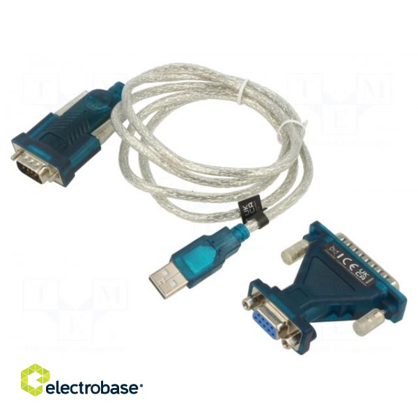 USB to RS232 converter | D-Sub 9pin plug,USB C plug | 1.3m paveikslėlis 1
