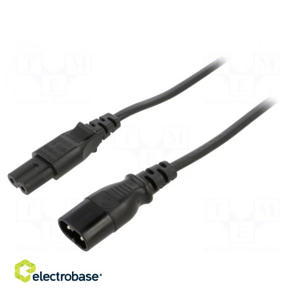 Cable | 2x0.75mm2 | IEC C7 female,IEC C8 male | PVC | 1.8m | black