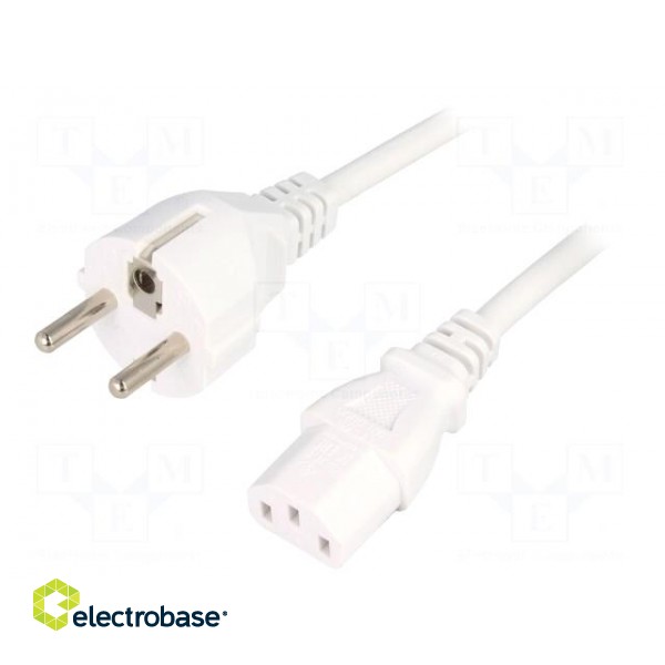 Cable | 3x1mm2 | CEE 7/7 (E/F) plug,IEC C13 female | PVC | 5m | white