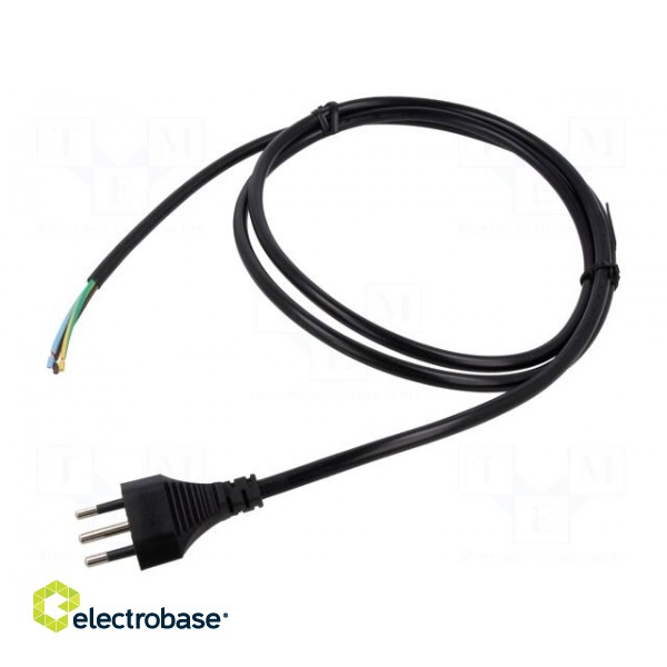 Cable | 3x1mm2 | wires,SEV-1011 (J) plug | PVC | 1.8m | black | 10A | 250V