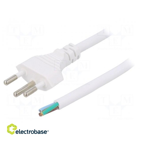 Cable | 3x1mm2 | wires,SEV-1011 (J) plug | PVC | 5m | white | 10A | 250V