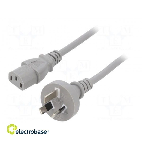 Cable | 3x1mm2 | AS/NZS 3112 (I) plug,IEC C13 female | PVC | 3m | grey