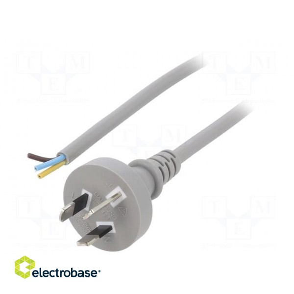 Cable | AS/NZS 3112 (I) plug,wires | PVC | 1.5m | grey | 3x0,75mm2 | 10A