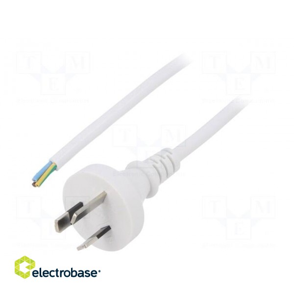 Cable | 3x0.75mm2 | AS/NZS 3112 (I) plug,wires | PVC | 1.5m | white