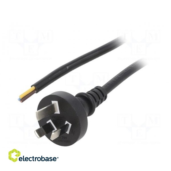 Cable | 3x0.75mm2 | AS/NZS 3112 (I) plug,wires | PVC | 1.8m | black