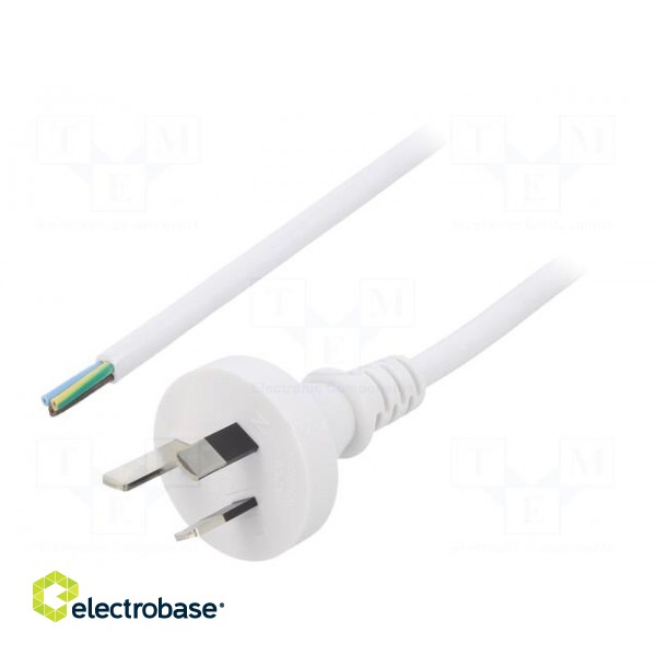 Cable | 3x0.75mm2 | AS/NZS 3112 (I) plug,wires | PVC | 1.8m | white