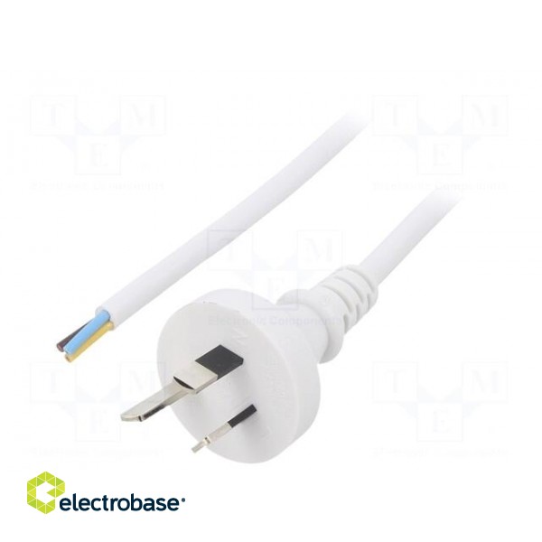 Cable | 3x0.75mm2 | AS/NZS 3112 (I) plug,wires | PVC | 1m | white | 10A