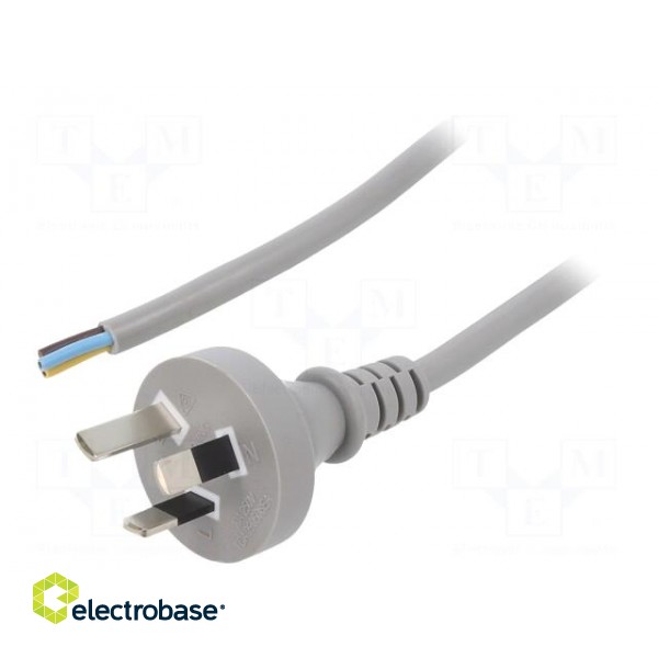 Cable | 3x1mm2 | AS/NZS 3112 (I) plug,wires | PVC | 5m | grey | 10A | 250V