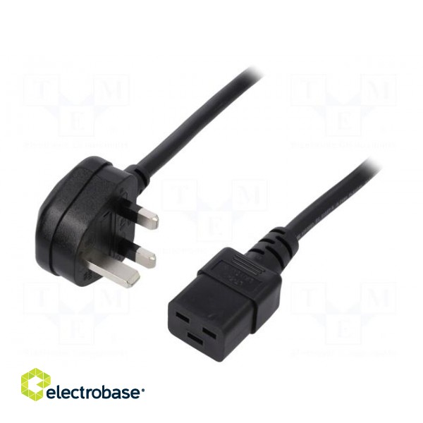 Cable | BS 1363 (G) plug,IEC C19 female | 5m | black | PVC | 3x1,5mm2