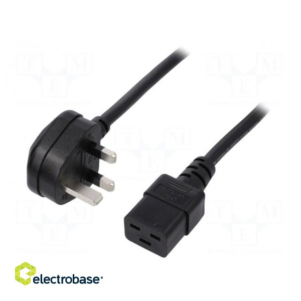 Cable | BS 1363 (G) plug,IEC C19 female | 1.8m | black | PVC | 13A