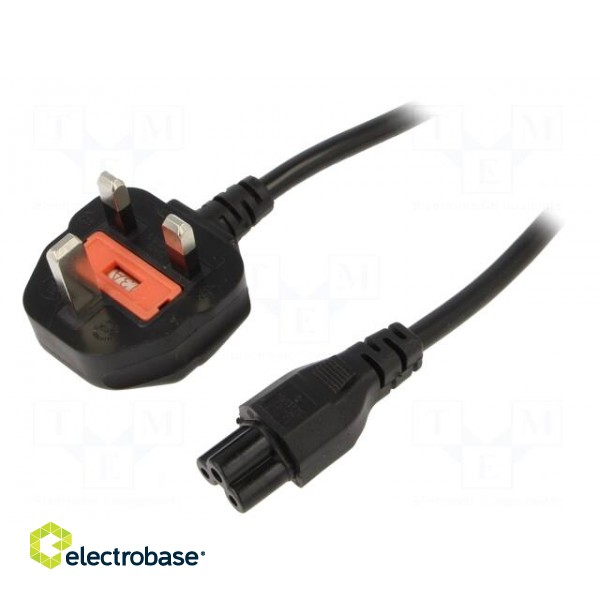 Cable | 3x0.75mm2 | BS 1363 (G) plug,IEC C5 female | PVC | 1.8m | 2.5A