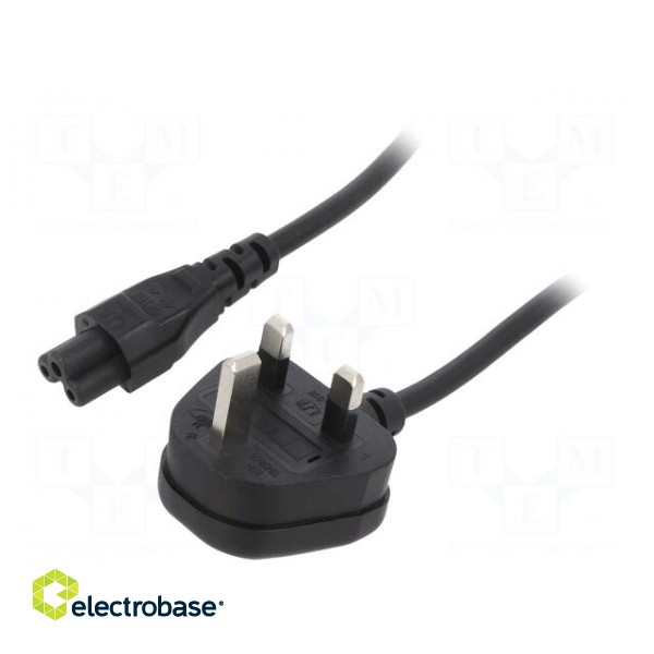 Cable | 3x0.75mm2 | BS 1363 (G) plug,IEC C5 female | PVC | 1.8m | 3A