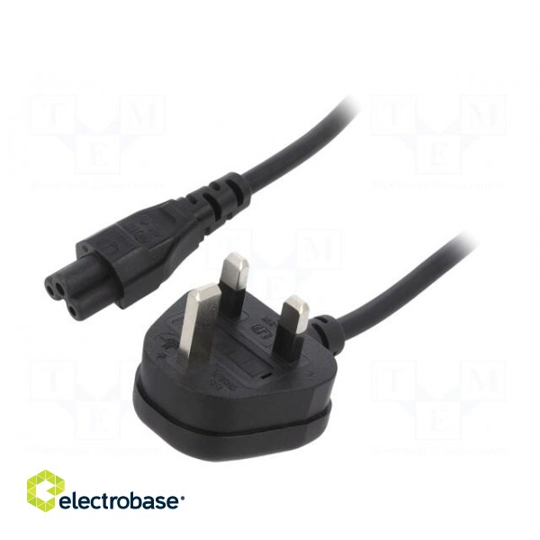 Cable | 3x0.75mm2 | BS 1363 (G) plug,IEC C5 female | PVC | 1m | black