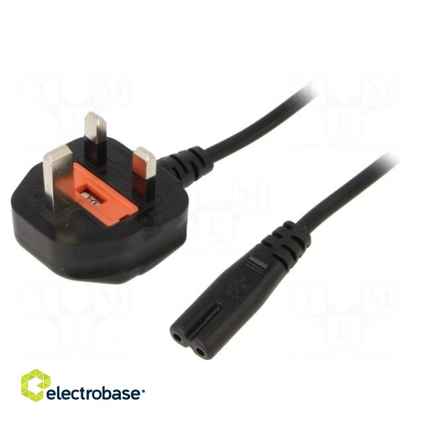 Cable | 2x0.75mm2 | BS 1363 (G) plug,IEC C7 female | PVC | 1.8m | 2.5A