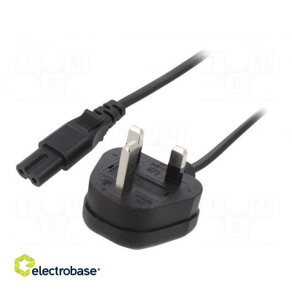 Cable | 2x0.75mm2 | BS 1363 (G) plug,IEC C7 female | PVC | 1.8m | 3A