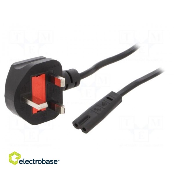 Cable | 3x0.75mm2 | BS 1363 (G) plug,IEC C7 female | PVC | 1.8m | 3A