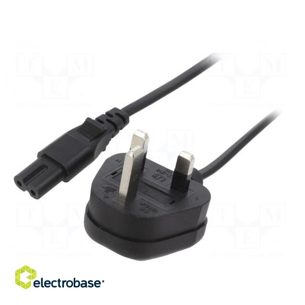 Cable | 2x0.75mm2 | BS 1363 (G) plug,IEC C7 female | PVC | 3m | black