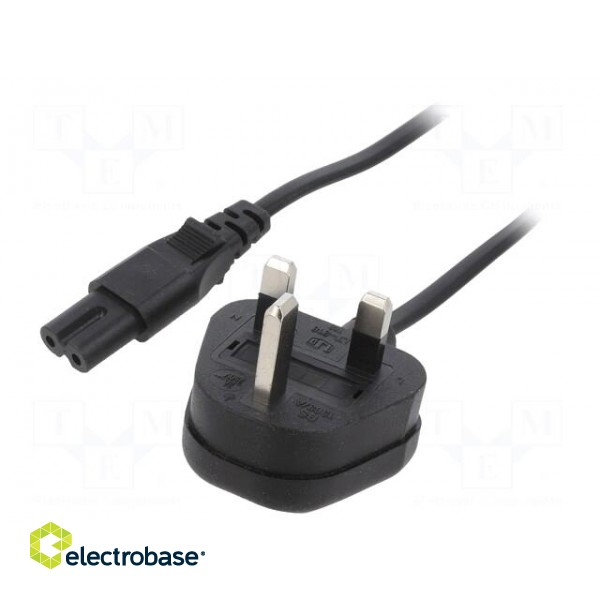 Cable | 2x0.75mm2 | BS 1363 (G) plug,IEC C7 female | PVC | 5m | black