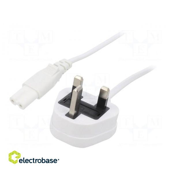 Cable | 2x0.75mm2 | BS 1363 (G) plug,IEC C7 female | PVC | 5m | white