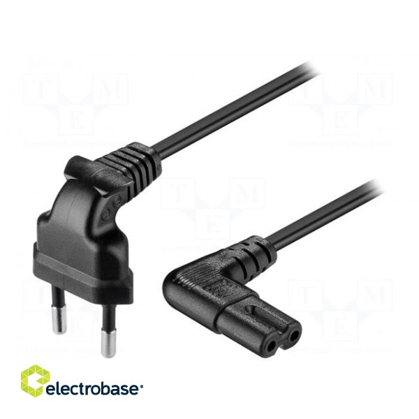 Cable | CEE 7/16 (C) plug angled,IEC C7 female angled | 500mm