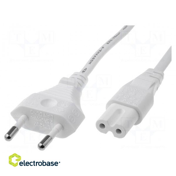 Cable | 2x0.75mm2 | CEE 7/16 (C) plug,IEC C7 female | PVC | 1m | white