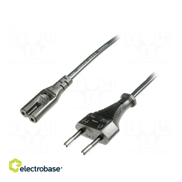 Cable | CEE 7/16 (C) plug,IEC C7 female | 1.2m | black | 2.5A | 250V