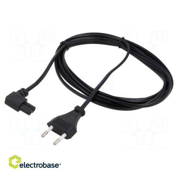 Cable | 2x0.75mm2 | CEE 7/16 (C) plug,IEC C7 female angled | PVC