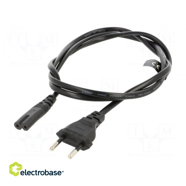 Cable | 2x0.5mm2 | CEE 7/16 (C) plug,IEC C7 female | PVC | 1.2m | 3A