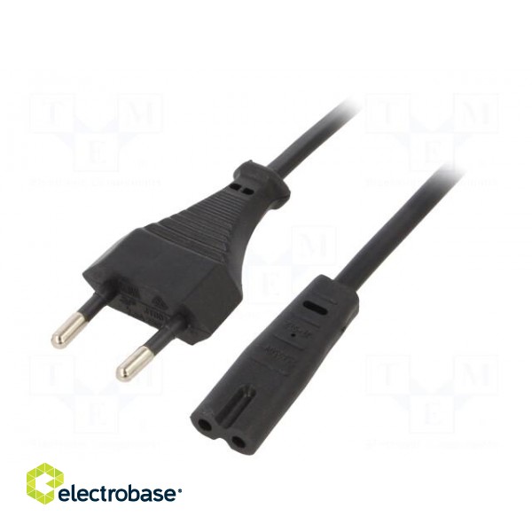 Cable | 2x0.5mm2 | CEE 7/16 (C) plug,IEC C7 female | PVC | 1.8m | 2.5A