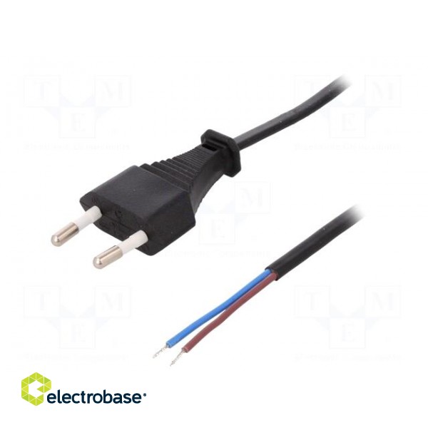 Cable | CEE 7/16 (C) plug,wires | 1.5m | black | 2.5A | 250V