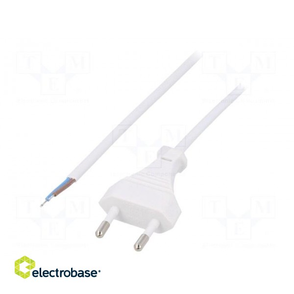 Cable | 2x0.5mm2 | CEE 7/16 (C) plug,wires | PVC | 1.6m | white | 2.5A