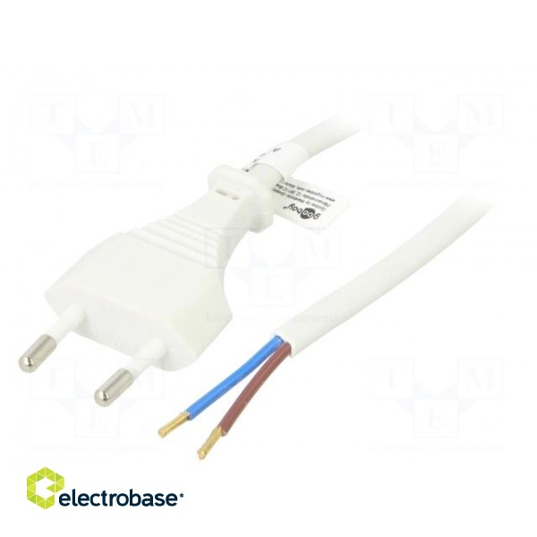 Cable | CEE 7/16 (C) plug,wires | PVC | 1.5m | white | 2.5A | 250V