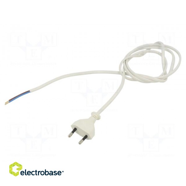 Cable | 2x0.75mm2 | CEE 7/16 (C) plug,wires | PVC | 1.5m | white | 2.5A