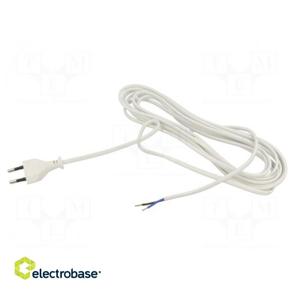 Cable | 2x0.75mm2 | CEE 7/16 (C) plug,wires | PVC | 5m | white | 2.5A